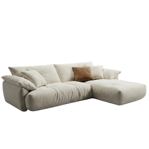 The Sisulu - Cream Slouch L-Shaped Sectional Sofa