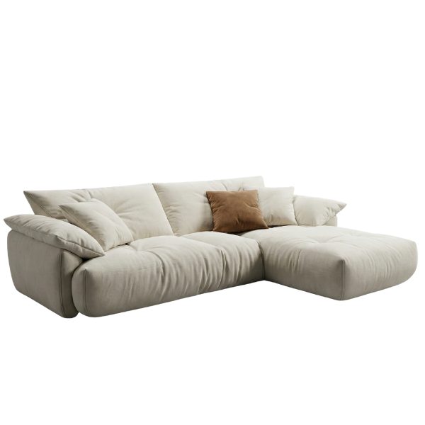 The Sisulu - Cream Slouch L-Shaped Sectional Sofa