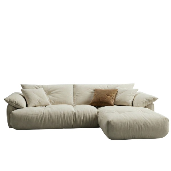 The Sisulu - Cream Slouch L-Shaped Sectional Sofa