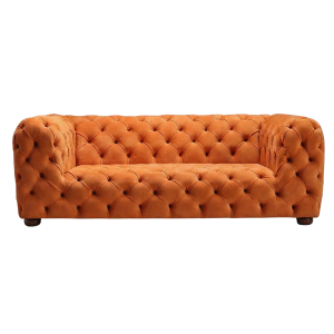The Madikizela - Orange Deep Buttoned Chesterfield Velvet Sofa