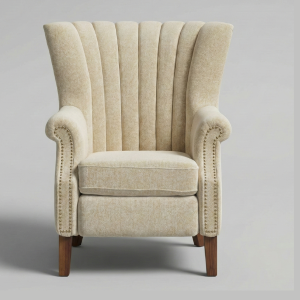 FrontEnd (600 x 600 px) (80) The Arch - Cream Channel Tufted Wingback Chair
