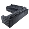 The Hani - Dark Grey Velvet Chesterfield Corner Sofa