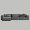 The Kathrada - Grey Modular Block L-Shape Sofa with Piping