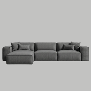 The Kathrada - Grey Modular Block L-Shape Sofa with Piping