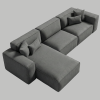 The Kathrada - Grey Modular Block L-Shape Sofa with Piping