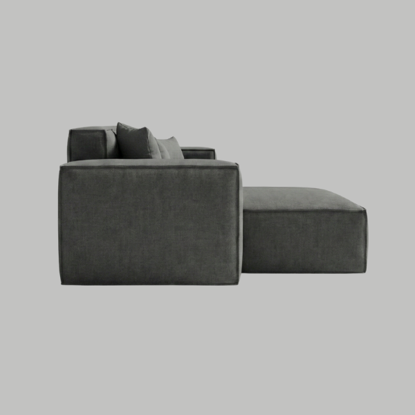 The Kathrada - Grey Modular Block L-Shape Sofa with Piping