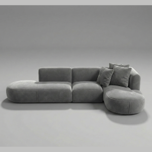 The Slovo - Grey Velvet Curved Modular Sectional Sofa