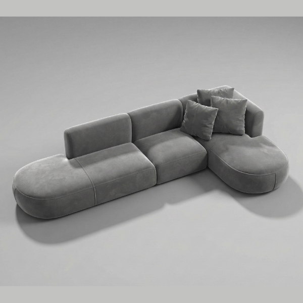 The Slovo - Grey Velvet Curved Modular Sectional Sofa