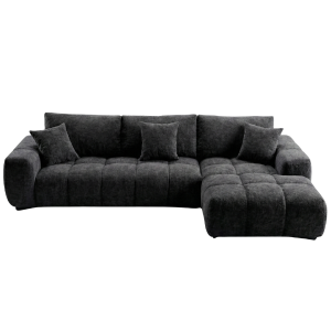 The Madiba - Charcoal Textured Chenille L-Shape Sectional Sofa