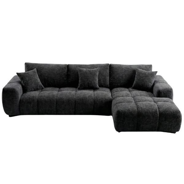 The Madiba - Charcoal Textured Chenille L-Shape Sectional Sofa