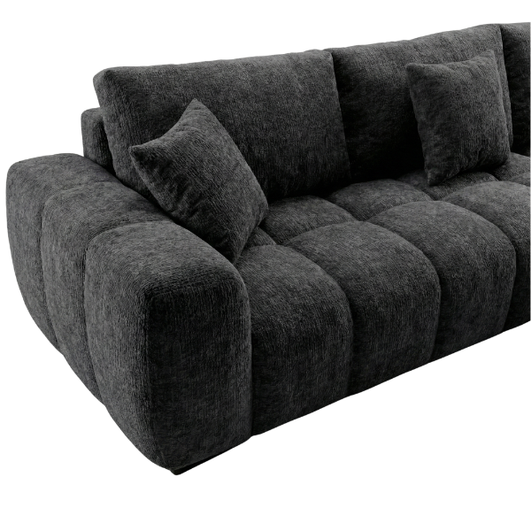 The Madiba - Charcoal Textured Chenille L-Shape Sectional Sofa