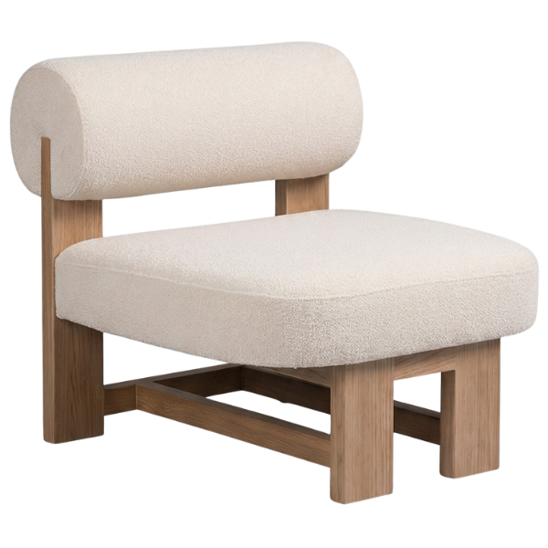 The Kalahari Cloud Accent Chair – White Bouclé & Oak