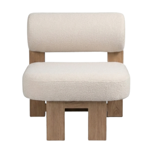 The Kalahari Cloud Accent Chair – White Bouclé & Oak