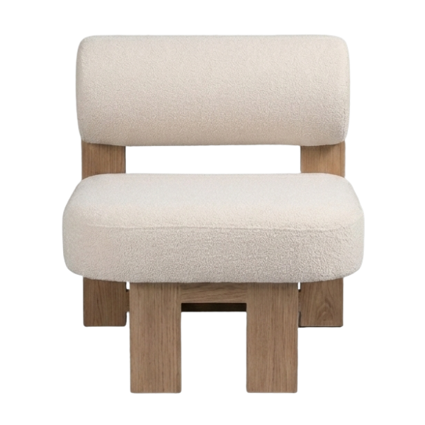 The Kalahari Cloud Accent Chair – White Bouclé & Oak
